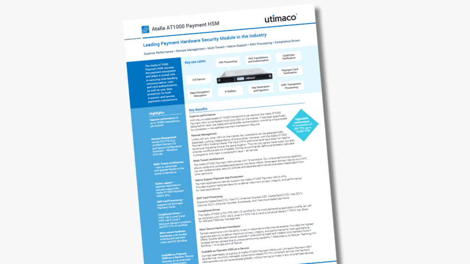 Atalla AT1000 Payment HSM Datasheet Teaser