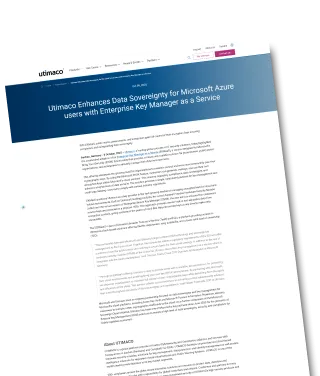 Utimaco Enhances Data Sovereignty for Microsoft Azure users with Enterprise Key Manager as a Service