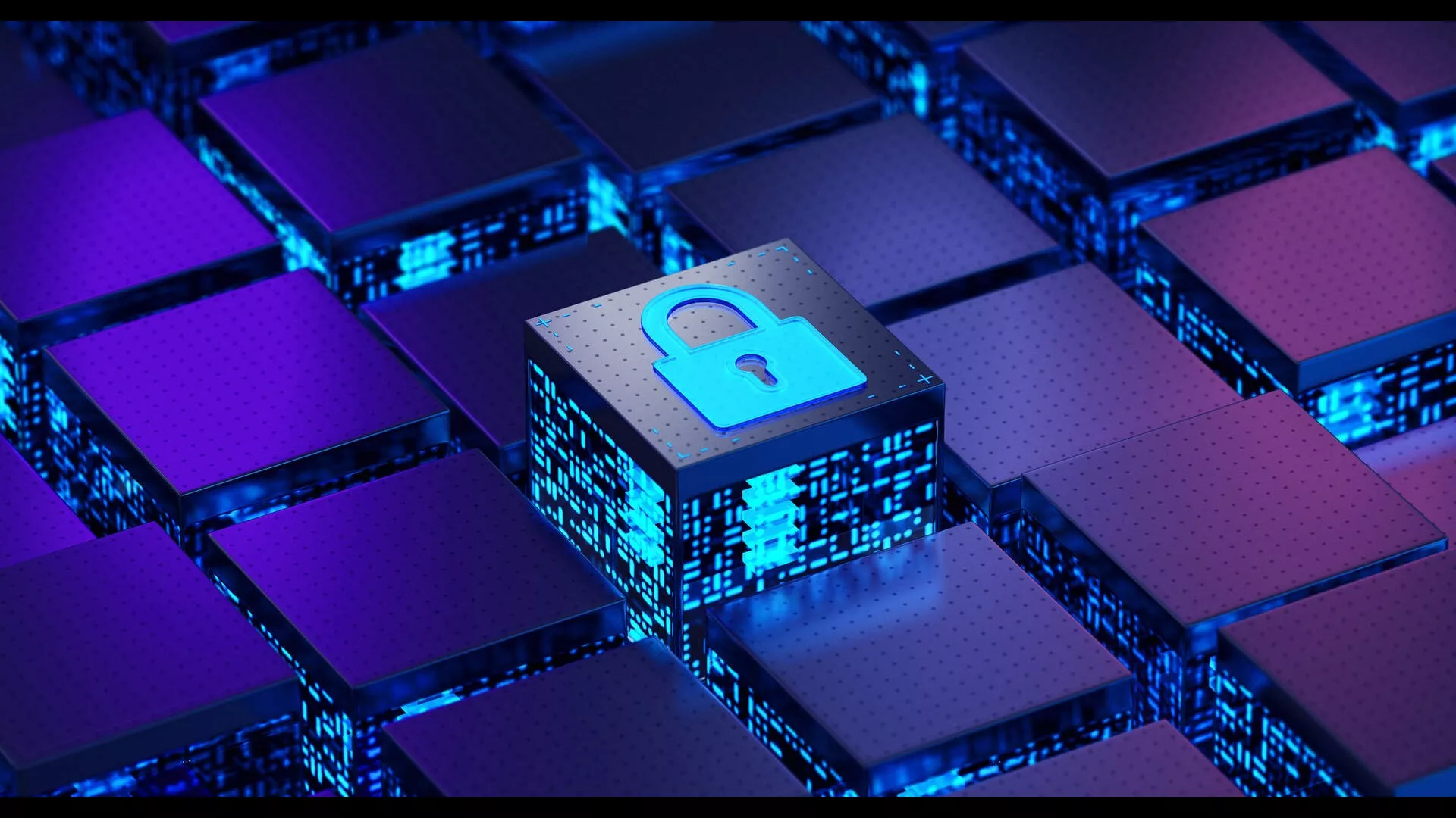 Digital Lock on Blue and Purple background