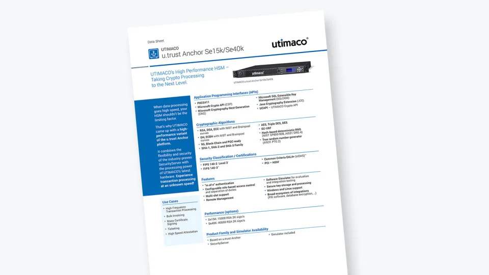 u.trust Anchor Se15k/Se40k Datasheet