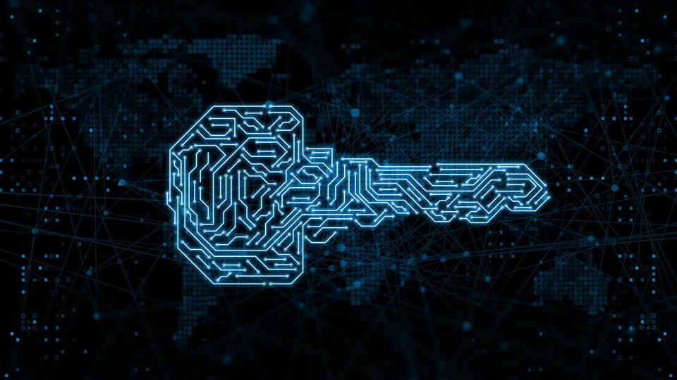 digital key on a dark background 