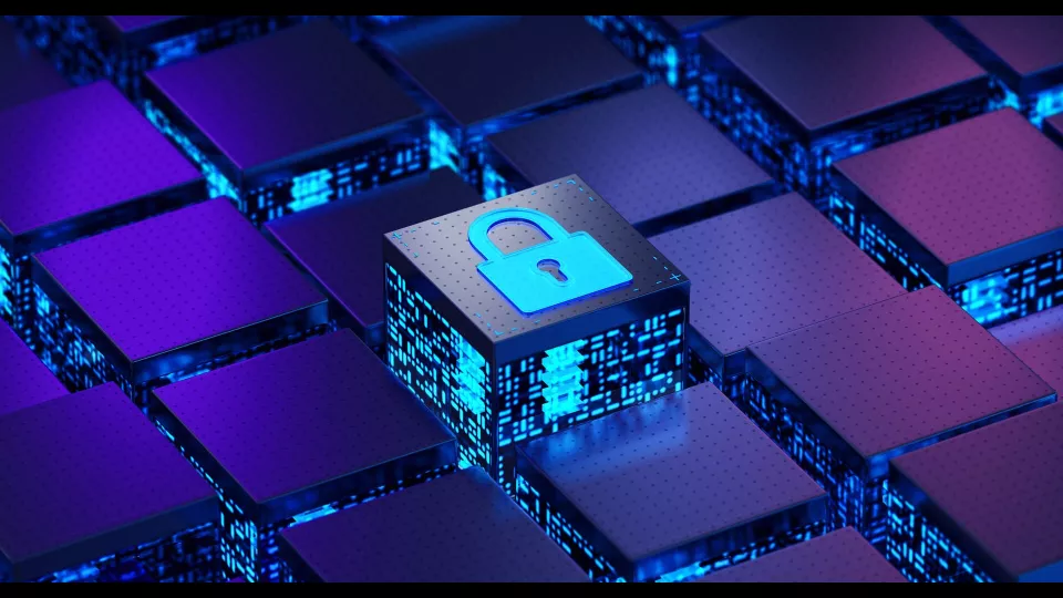 Digital Lock on Blue and Purple background